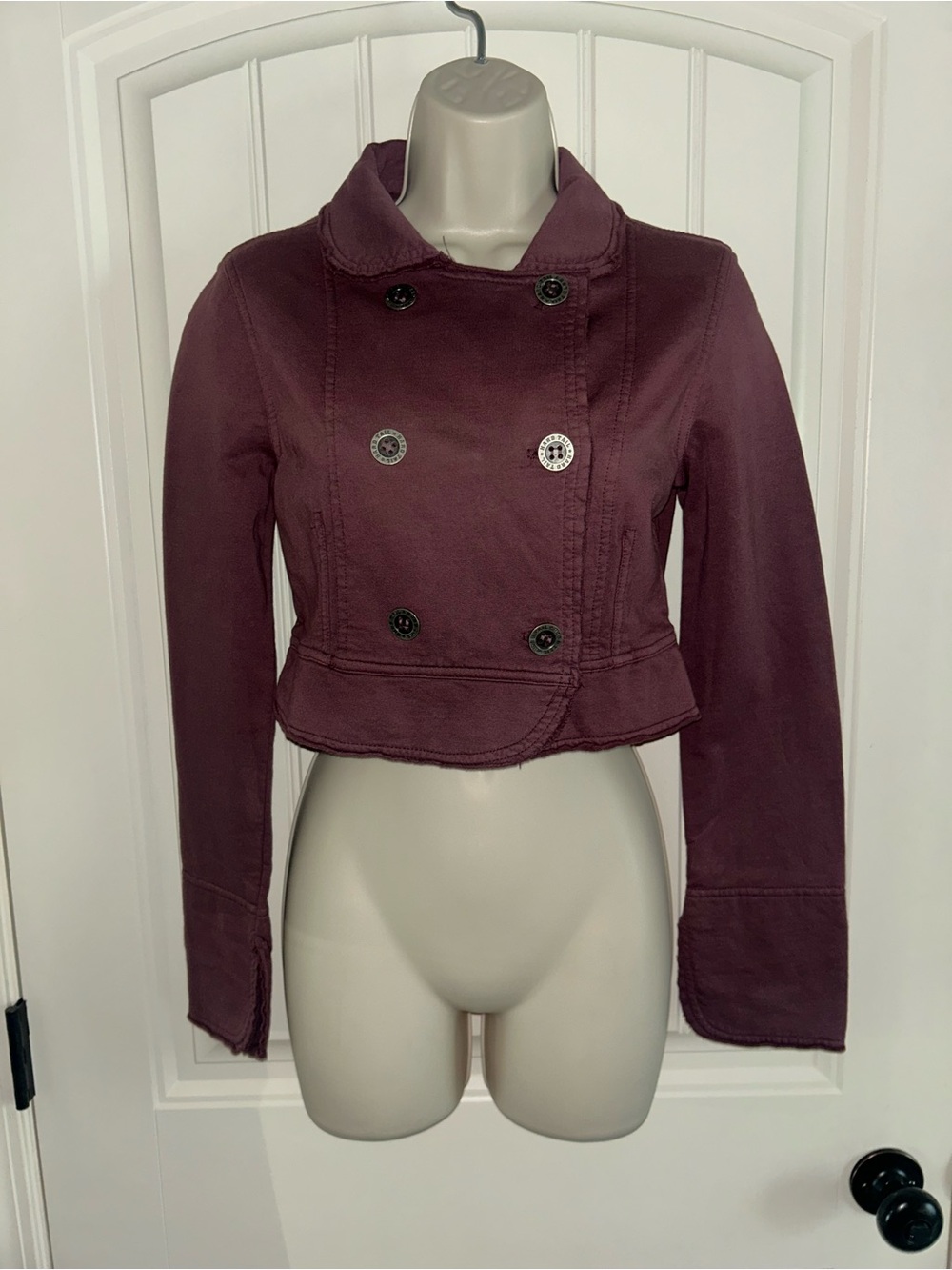 NEW Hard Tail Cropped Double-Breasted Women Jacket in Plum Sz XS